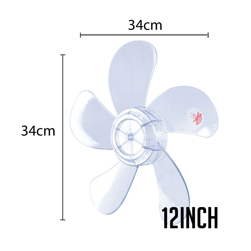 Fan Blade Replacement – 12” Fan Blade, 5 Blades, for Desk / Stand / Wall Fan, ABS material, colourless & transparent, FBC125B