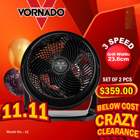 Vornado Whole Room Air Circulator – Powerful Vortex Action, 75-ft wind, Adjustable Tilt, Desk/Floor Fan, 3-Speed, black, 62-AN