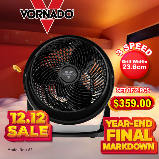 Vornado Whole Room Air Circulator – Powerful Vortex Action, 75-ft wind, Adjustable Tilt, Desk/Floor Fan, 3-Speed, black, 62-AN