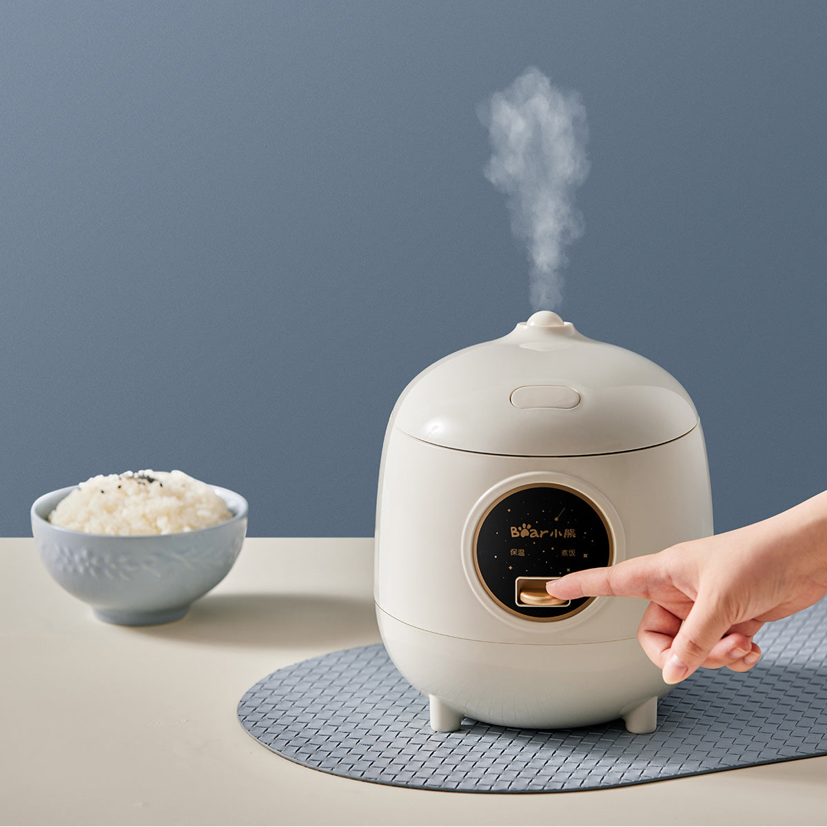 BEAR 1.2L Rice Cooker, Mini Rice Cooker with non-stick Inner Pot, Compact & Portable (DFB-B12W1)