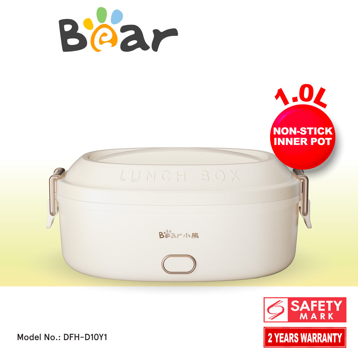 Bear 1.0L Lunch box Electric Lunch Box with Detachable Non-stick inner pot / Mini Rice Cooker (DFH-D10Y1)