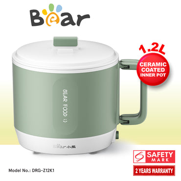 Bear 1.2 Travel Cooker, Travel Pot, Travel jug, Multi Cooker, Mini Steamboat with Ceramic coated inner pot (DRG-Z12K1)