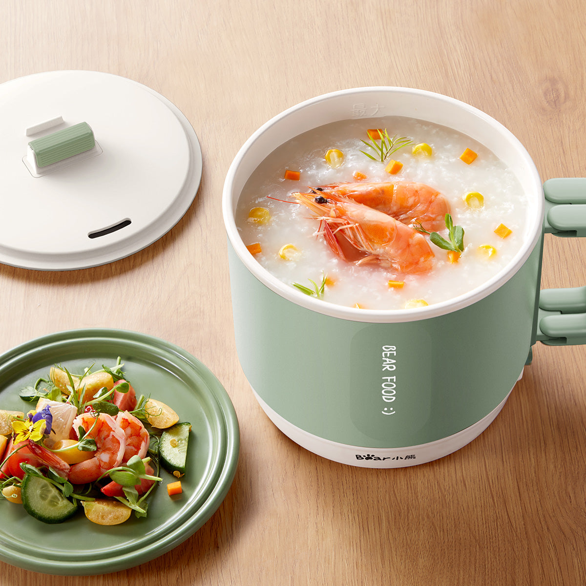 Bear 1.2 Travel Cooker, Travel Pot, Travel jug, Multi Cooker, Mini Steamboat with Ceramic coated inner pot (DRG-Z12K1)