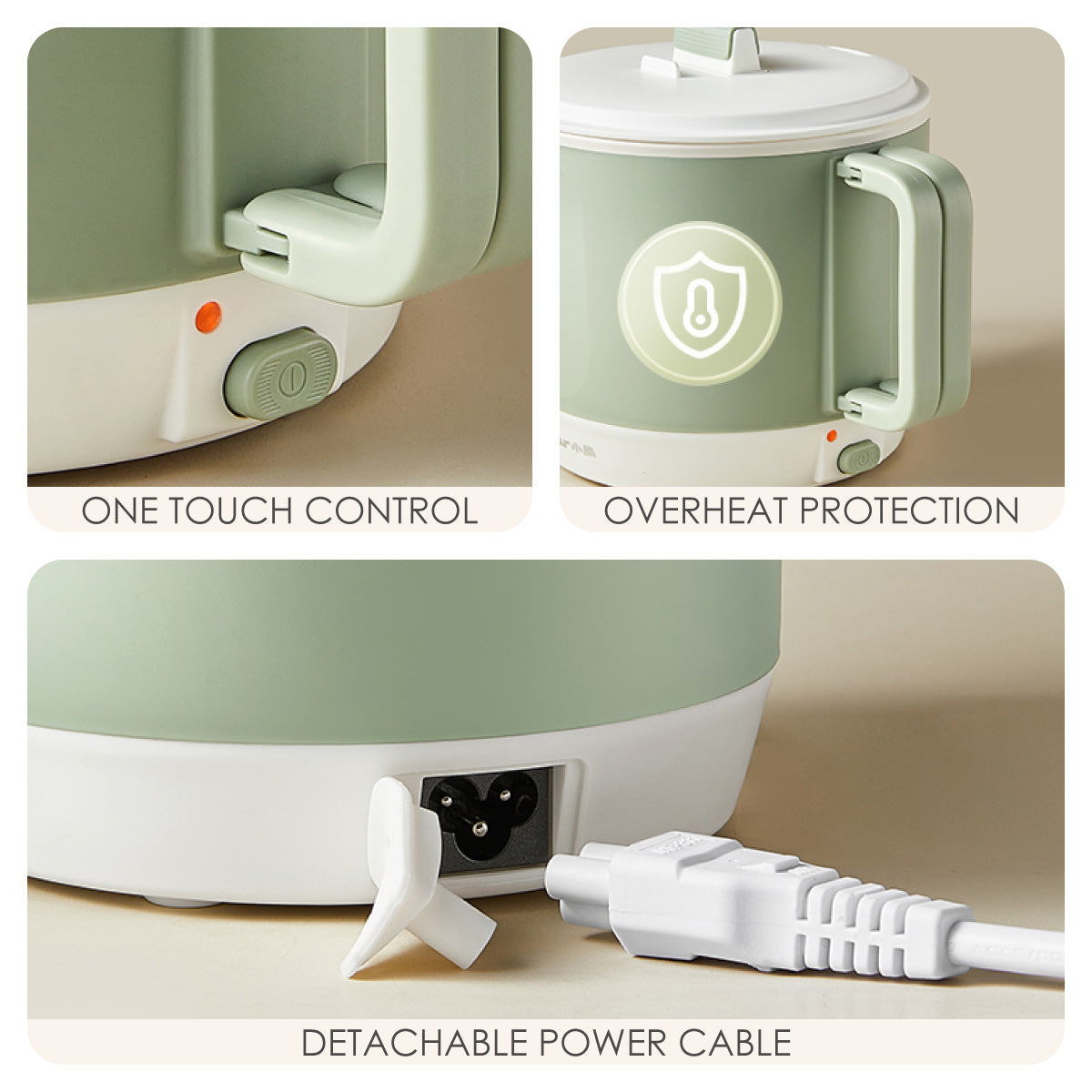 Bear 1.2 Travel Cooker, Travel Pot, Travel jug, Multi Cooker, Mini Steamboat with Ceramic coated inner pot (DRG-Z12K1)