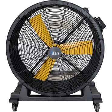 iFan 30” Big Industrial Drum Fan - Powerful, Energy-Saving Permanent Magnet Motor, 3 Blades, Portable, Wheels (IF3022)