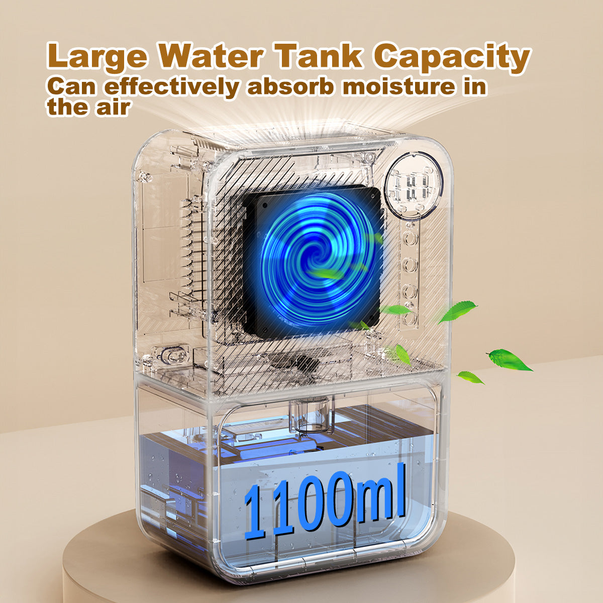 iFan 1.1L Electric Mini Dehumidifier Thirsty Hippo – Full Tank Auto OFF, Humidity Display, 7 LED, Timer, quiet, white, IF3252