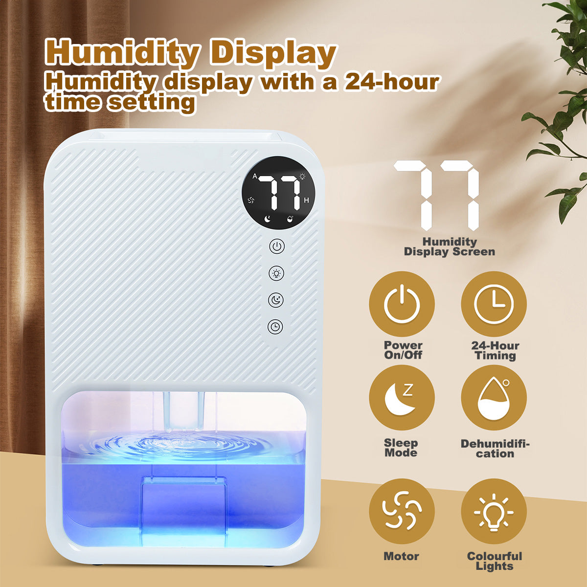 iFan Electric Dehumidifier 1.1L Mini Dehumidifier Thirsty Hippo Timer Setting 1-24h Low Noise Water Full Auto OFF (IF3252)