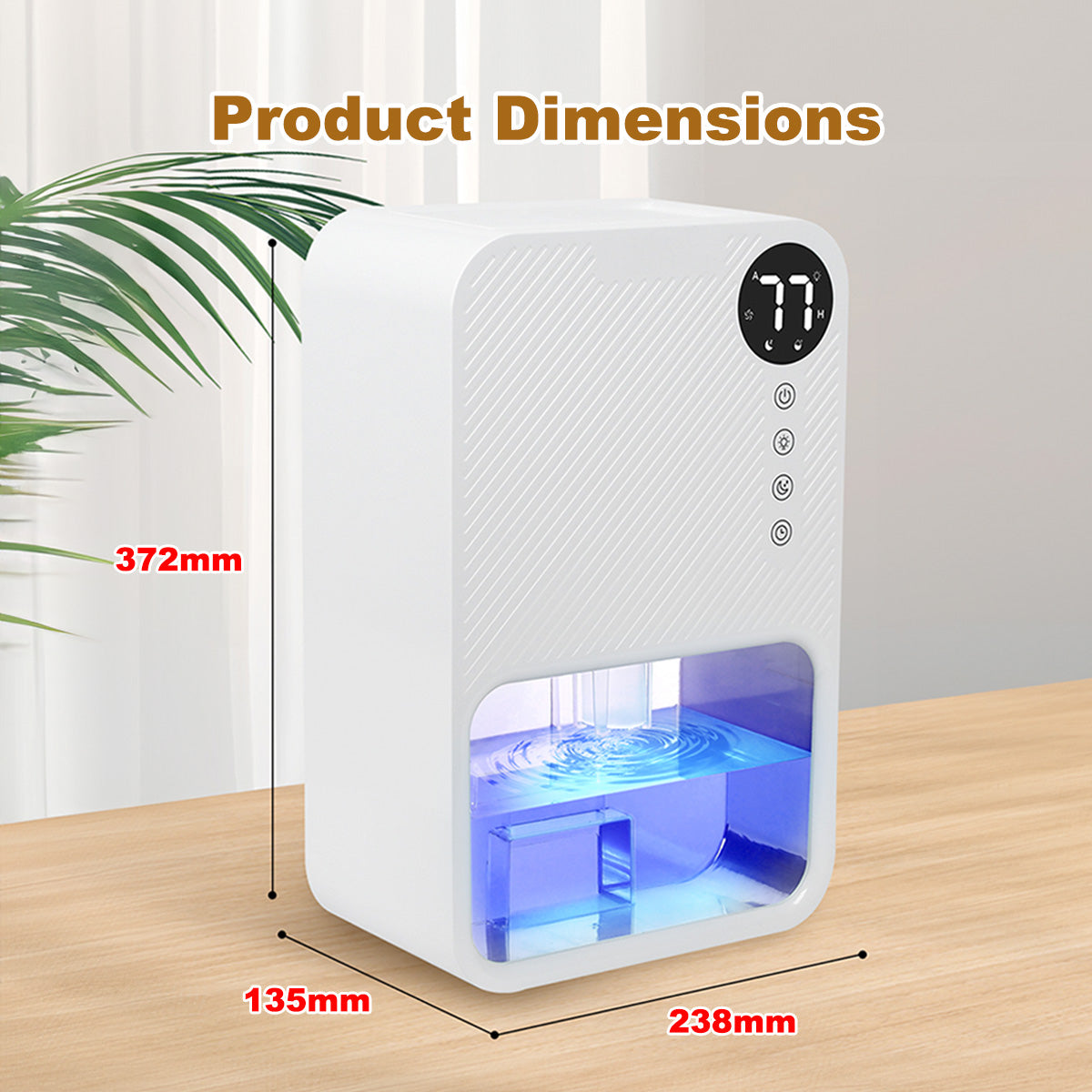 iFan 3.8L Electric Mini Dehumidifier Thirsty Hippo – Full Tank Auto OFF, Humidity Display, 7 LED, Timer, quiet, white, IF3253