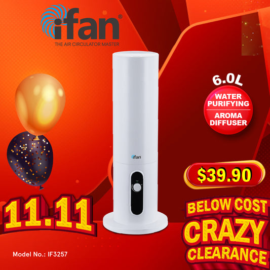 iFan 6L Floor Standing Humidifier Ultrasonic Mist Humidifier with Silent, Adjustable Mist Diffuser (IF3257)