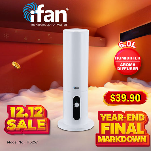 iFan 6L Floor Standing Humidifier Ultrasonic Mist Humidifier with Silent, Adjustable Mist Diffuser (IF3257)