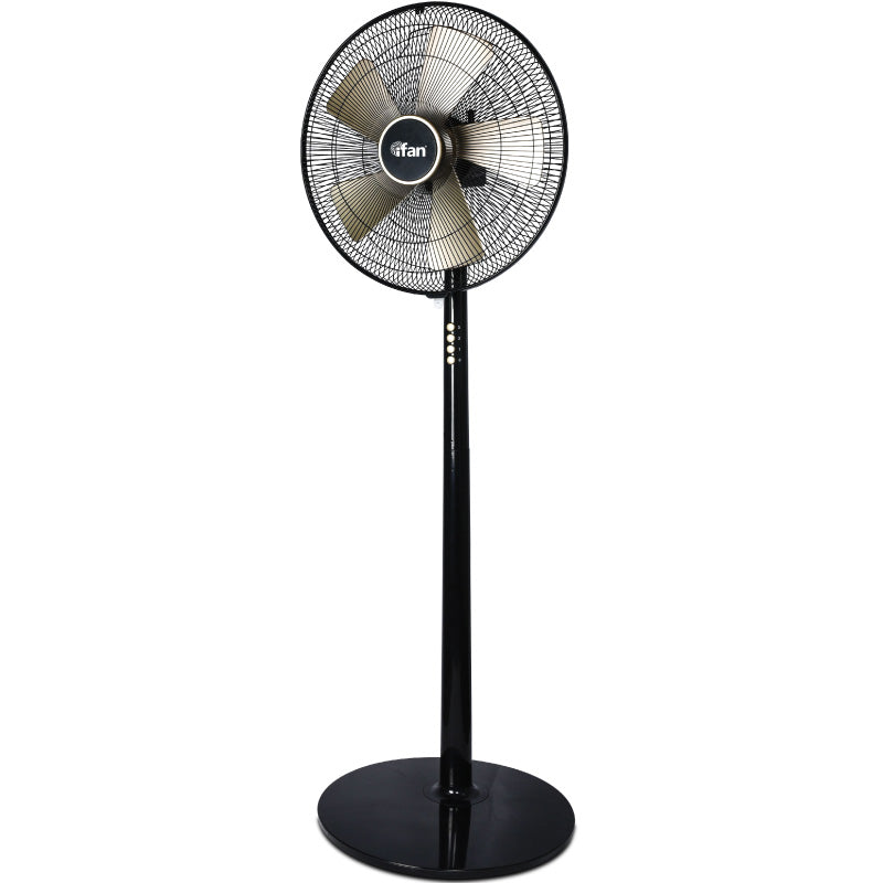 iFan 16" Stand Fan – 5 Blades, Turbo Fan, Vortex Airflow, Adjustable Tilt, Oscillation, Energy-saving, 3-Speed, black, IF401