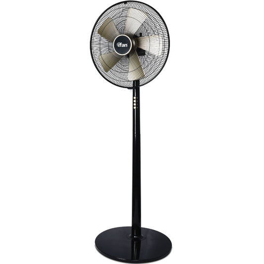 iFan 16" Stand Fan – 5 Blades, Turbo Fan, Vortex Airflow, Adjustable Tilt, Oscillation, Energy-saving, 3-Speed, black, IF401