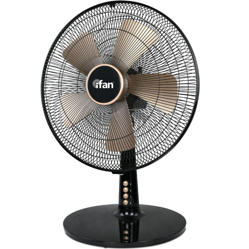 iFan 16” Desk Fan – 5 Blade Powerful Air Circulation, 3 Speed, Oscillation, Overheat Protection, Energy Efficient, Eco-Friendly Base, IF402
