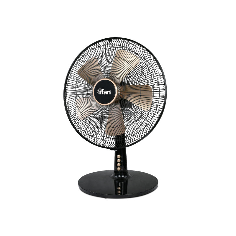 iFan 16” Desk Fan – 5 Blade Powerful Air Circulation, 3 Speed, Oscillation, Overheat Protection, Energy Efficient, Eco-Friendly Base, IF402