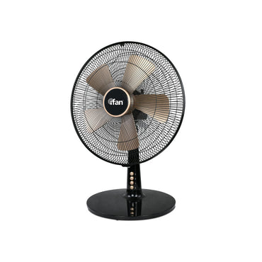 iFan 16" Desk Fan – 5 Blades, Turbo Fan, Adjustable Tilt, Oscillation, 3-Speed, black, IF402