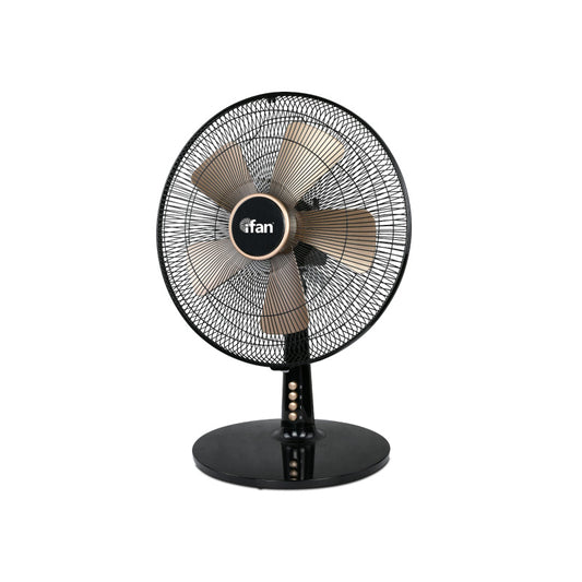 iFan 16" Desk Fan – 5 Blades, Turbo Fan, Vortex Airflow, Adjustable Tilt, Oscillation, Energy-saving, 3-Speed, black, IF402
