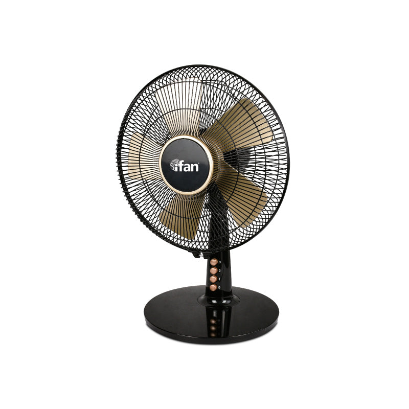 iFan 12” Desk Fan – 5 Blades, Turbo Fan, Vortex Airflow, Adjustable Tilt, Oscillation, Energy-saving, 3-Speed, black, IF403