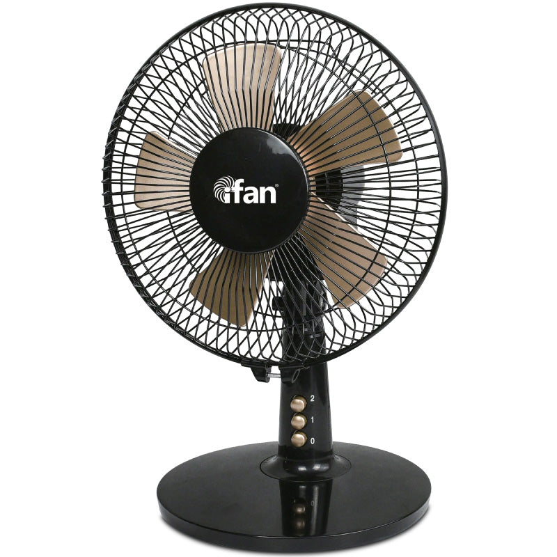 iFan 9” Desk Fan – 5 Blades, Turbo Fan, Vortex Airflow, Adjustable Tilt, Oscillation, Energy-saving, 2-Speed, black, IF404