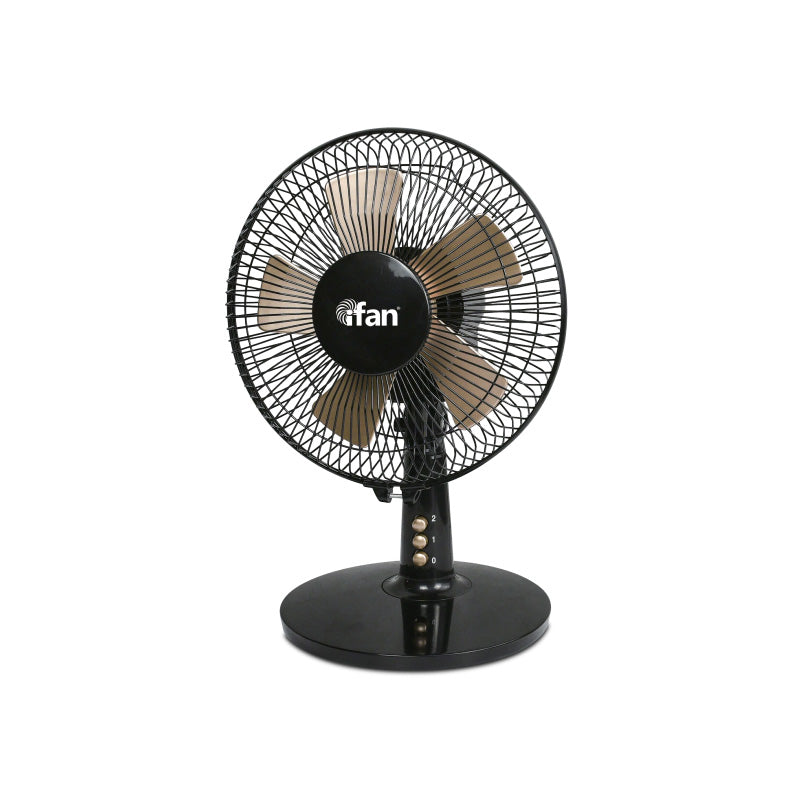 iFan 9” Desk Fan – 5 Blades, Turbo Fan, Vortex Airflow, Adjustable Tilt, Oscillation, Energy-saving, 2-Speed, black, IF404