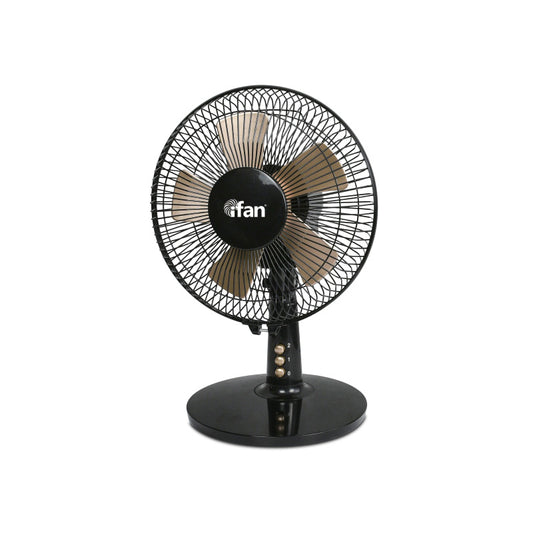 iFan 9” Desk Fan – 5 Blades, Turbo Fan, Vortex Airflow, Adjustable Tilt, Oscillation, Energy-saving, 2-Speed, black, IF404