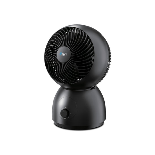 iFan 8" Air Circulator Fan – Concentrated Airflow, Desk Fan, Adjustable Tilt, Oscillation, Portable, Silent, 3-Speed, black, IF7403