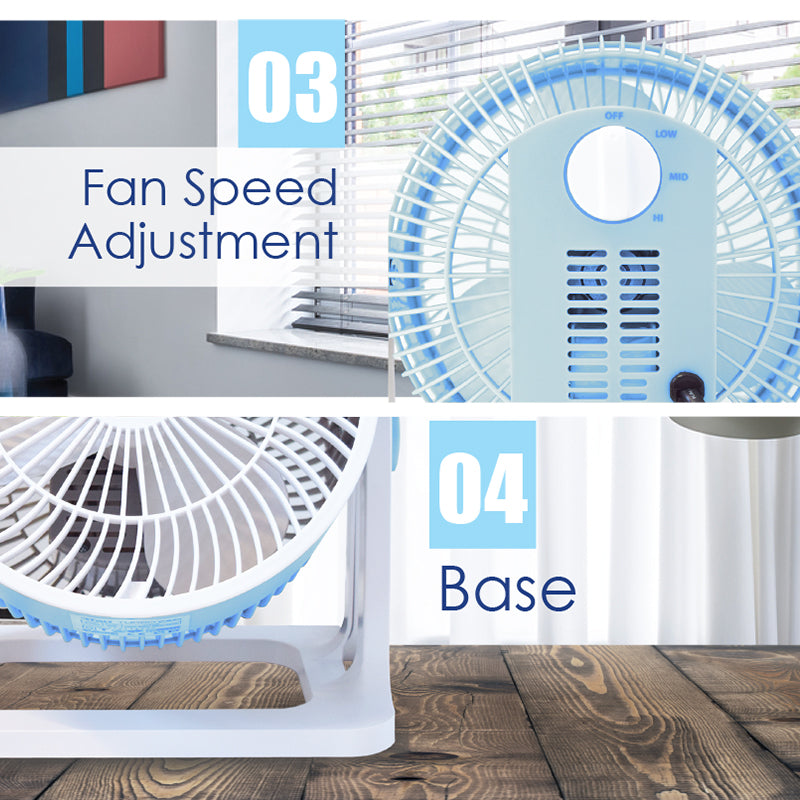 iFAN 8" Air Circulator Fan – 3 Speed, Turbo Airflow, 90° Adjustable Tilt, Overheat Protection, Compact & Lightweight Design, IF7408