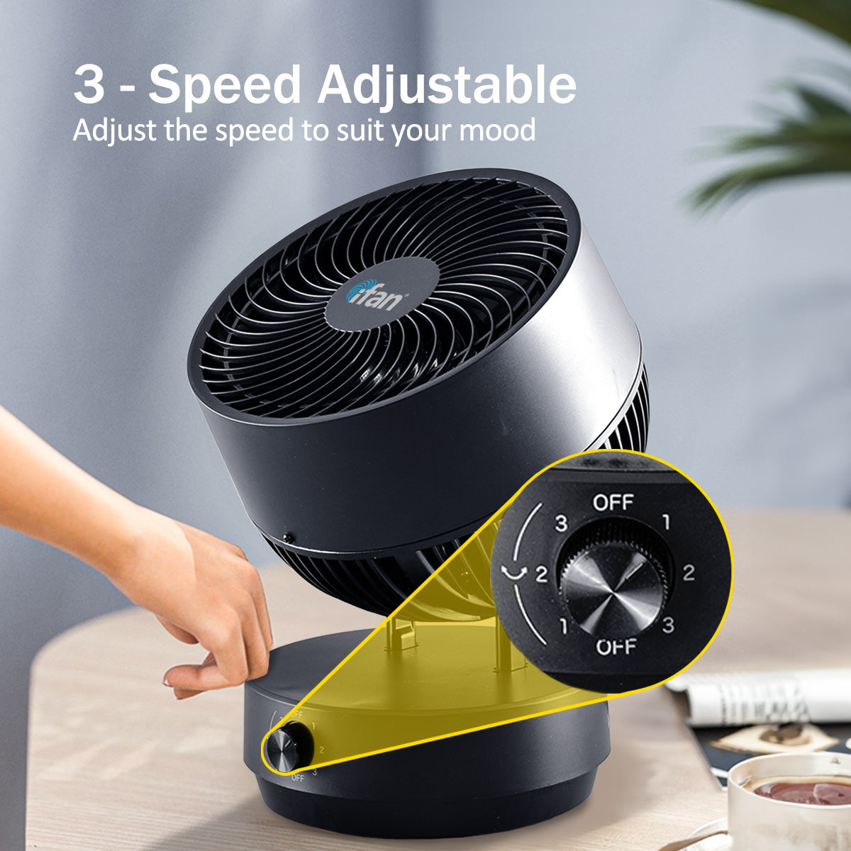 iFan 9" Air Circulator Fan with Oscillation – 3 Speed, Silent, Powerful, Portable, IF7409