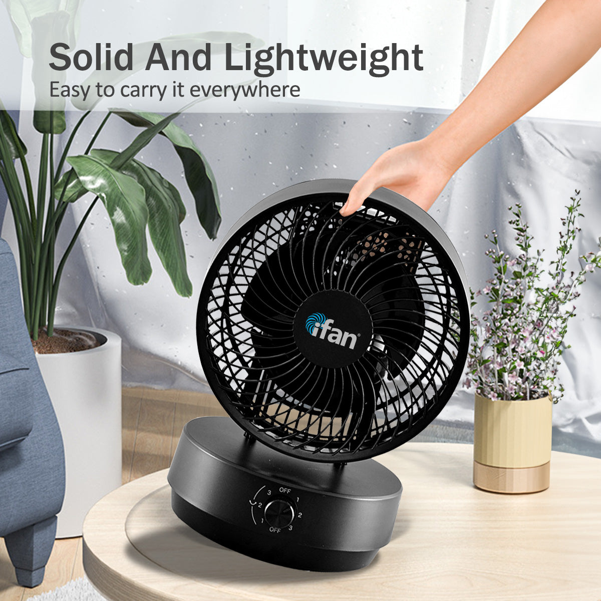 iFan 9" Air Circulator Fan with Oscillation – 3 Speed, Silent, Powerful, Portable, IF7409