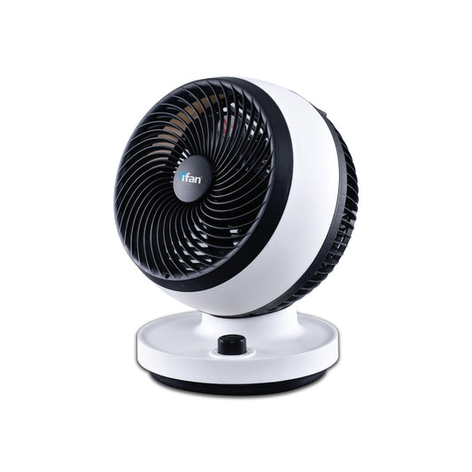 iFan 7" Air Circulator Fan - Turbo, Powerful Airflow, Desk Fan, Adjustable Tilt, Oscillation, Portable, 3-Speed, black & white, IF7530