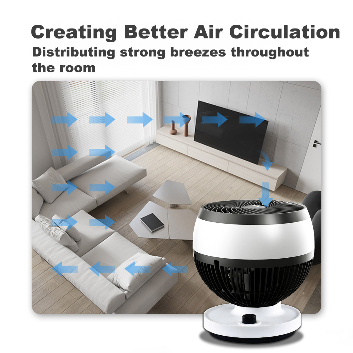 iFan 7" Air Circulator Turbofan - 3 Speeds, Oscillation, 90° vertical angle adjustable, Power Fan, Desk Fan, Portable Fan, IF7530