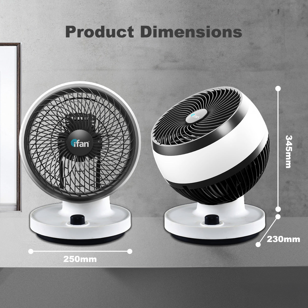 iFan 7" Air Circulator Turbofan - 3 Speeds, Oscillation, 90° vertical angle adjustable, Power Fan, Desk Fan, Portable Fan, IF7530
