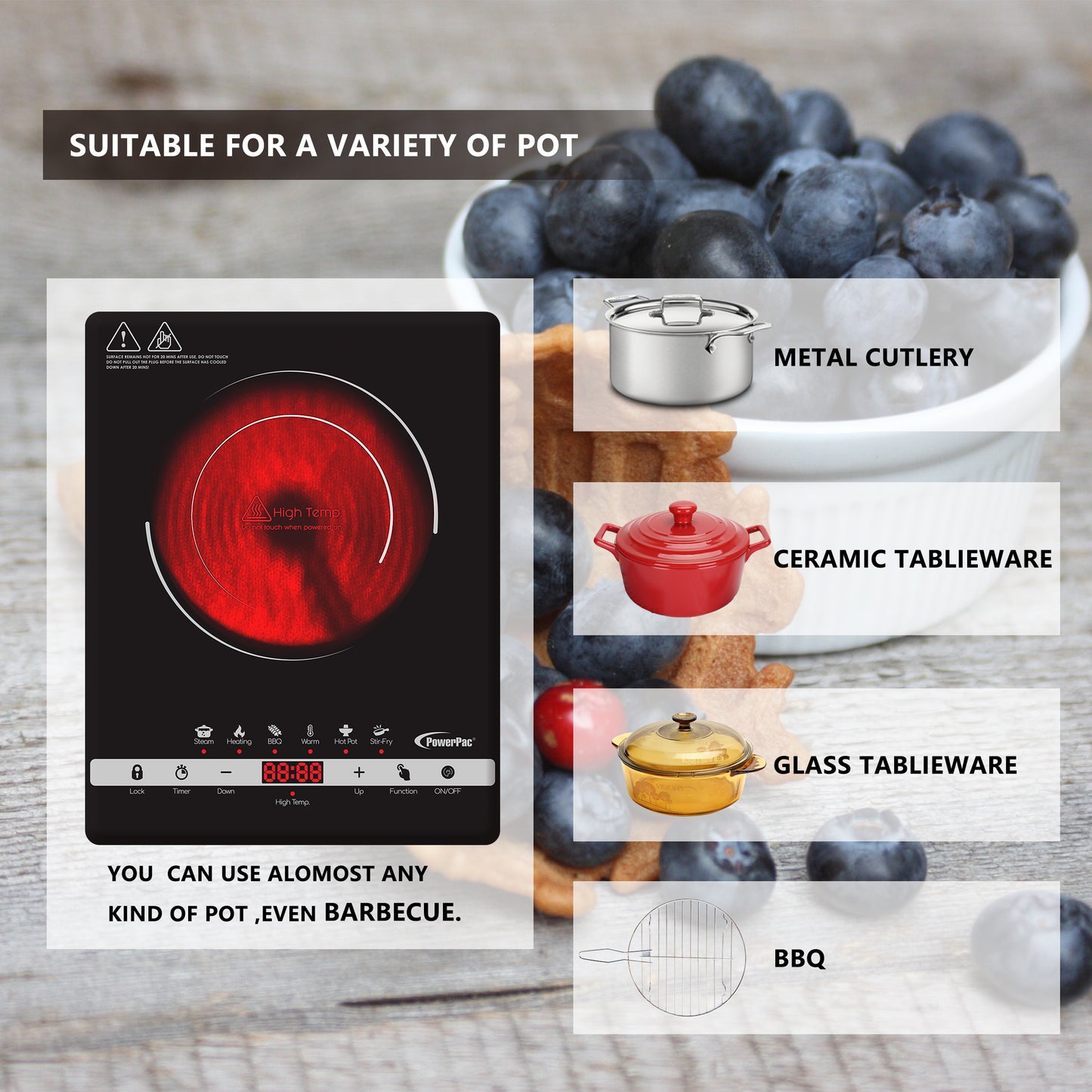 Ceramic Cooker Infrared Cooker (Any Pot) 2000 Watts  (PPIC836)