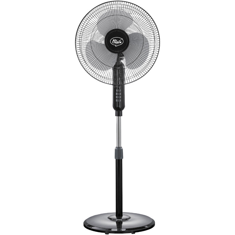 MyChoice 16" Stand Fan – Adjustable Tilt & Height, Oscillation, Powerful, Sturdy, Quiet, Energy-efficient, 3-Speed, black, MC40