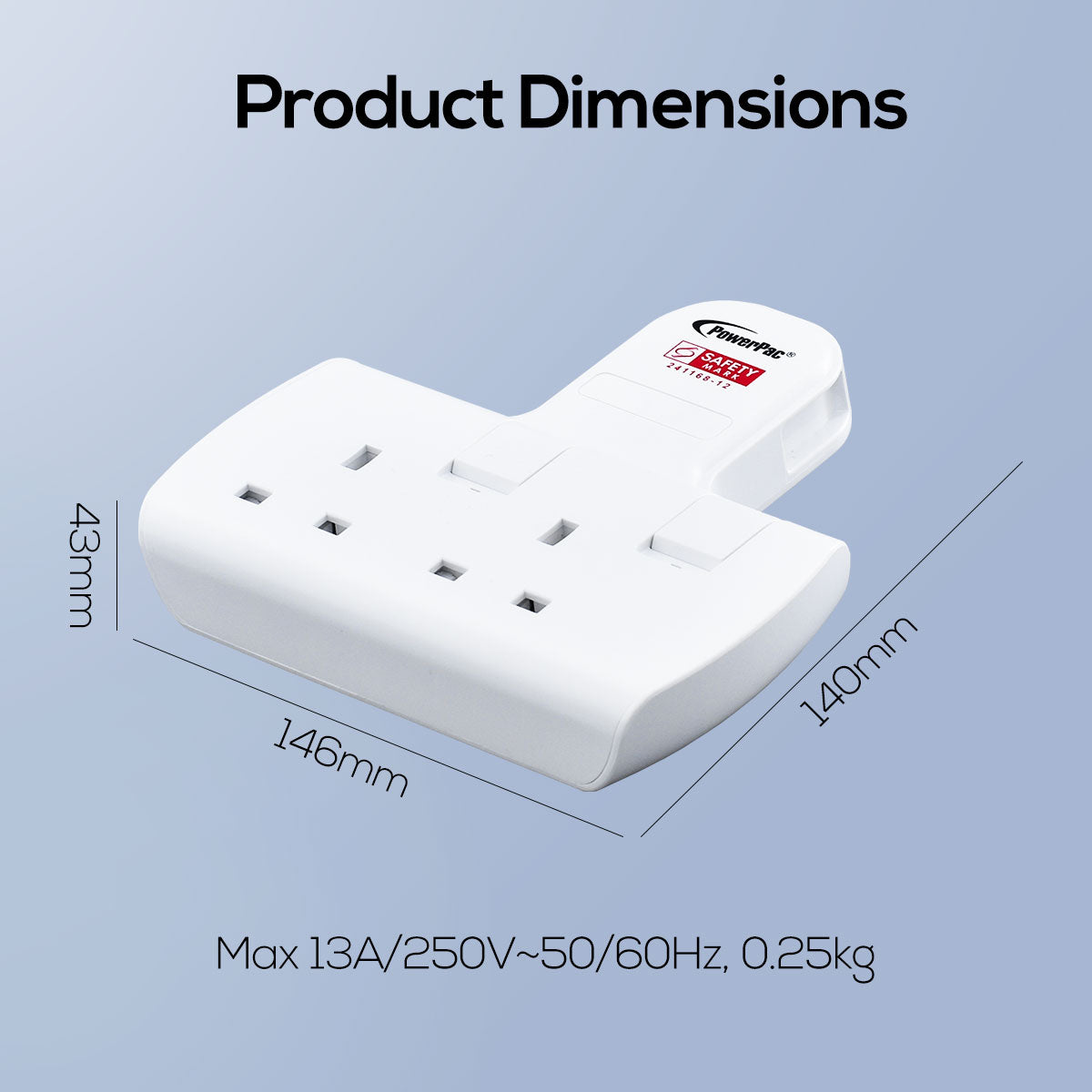 Multi Plug Extension Adapter with 2 Way adapter, 2 Way Socket Adaptor (PP272WH)
