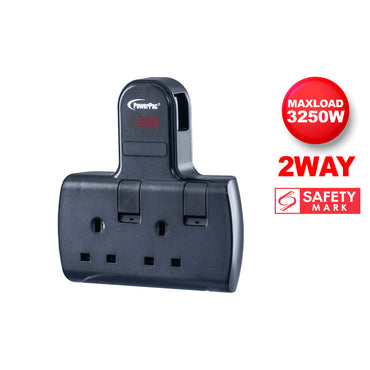 Multi Plug Extension Adapter with 2 Way adapter, 2 Way Socket Adaptor (PP272BK)