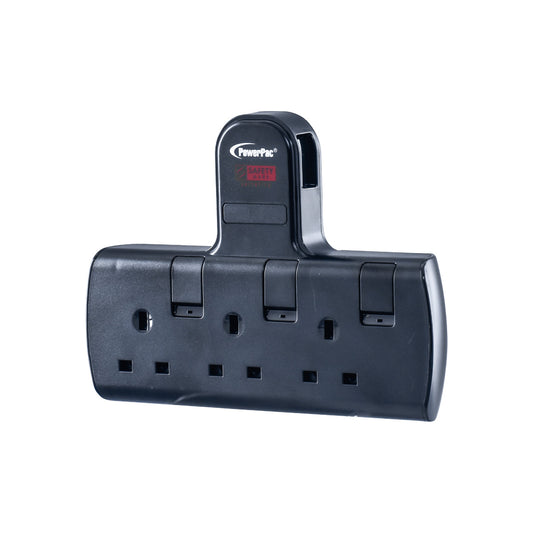 Multi Plug Extension Adapter with 3 Way adapter, 3 way Socket Adaptor (PP273BK)