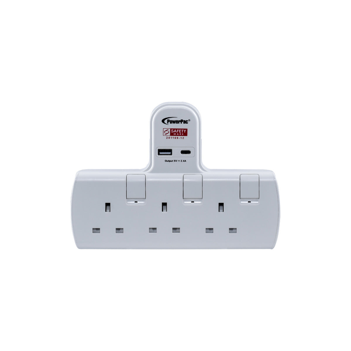 Multi Plug Extension Adapter with 3 Way adapter, USB-A, USB-C, 3 Way Socket Adaptor (PP293U)