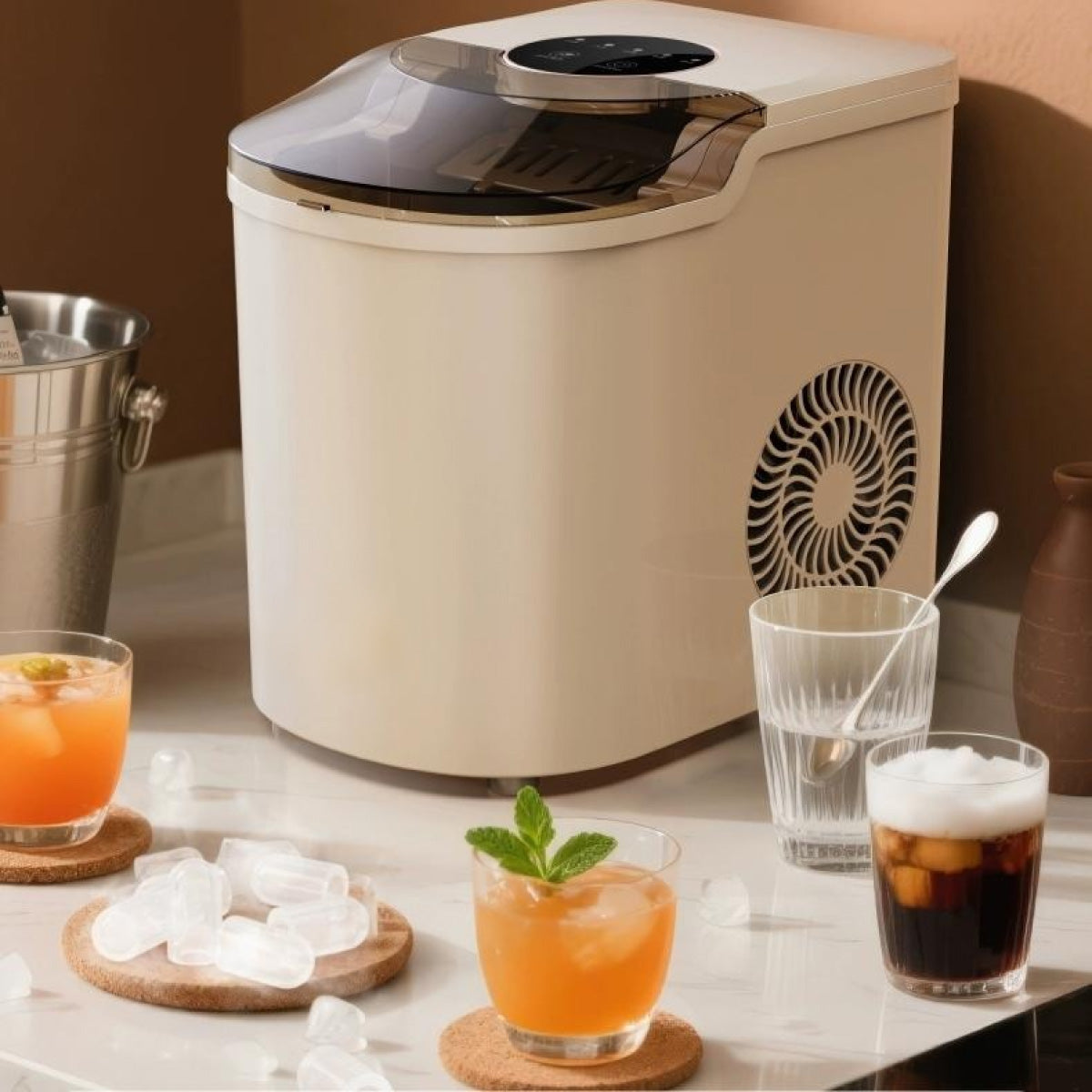 ICE Maker household mini round ice making machine timed ice making machine automatic cleaning (PP3508)
