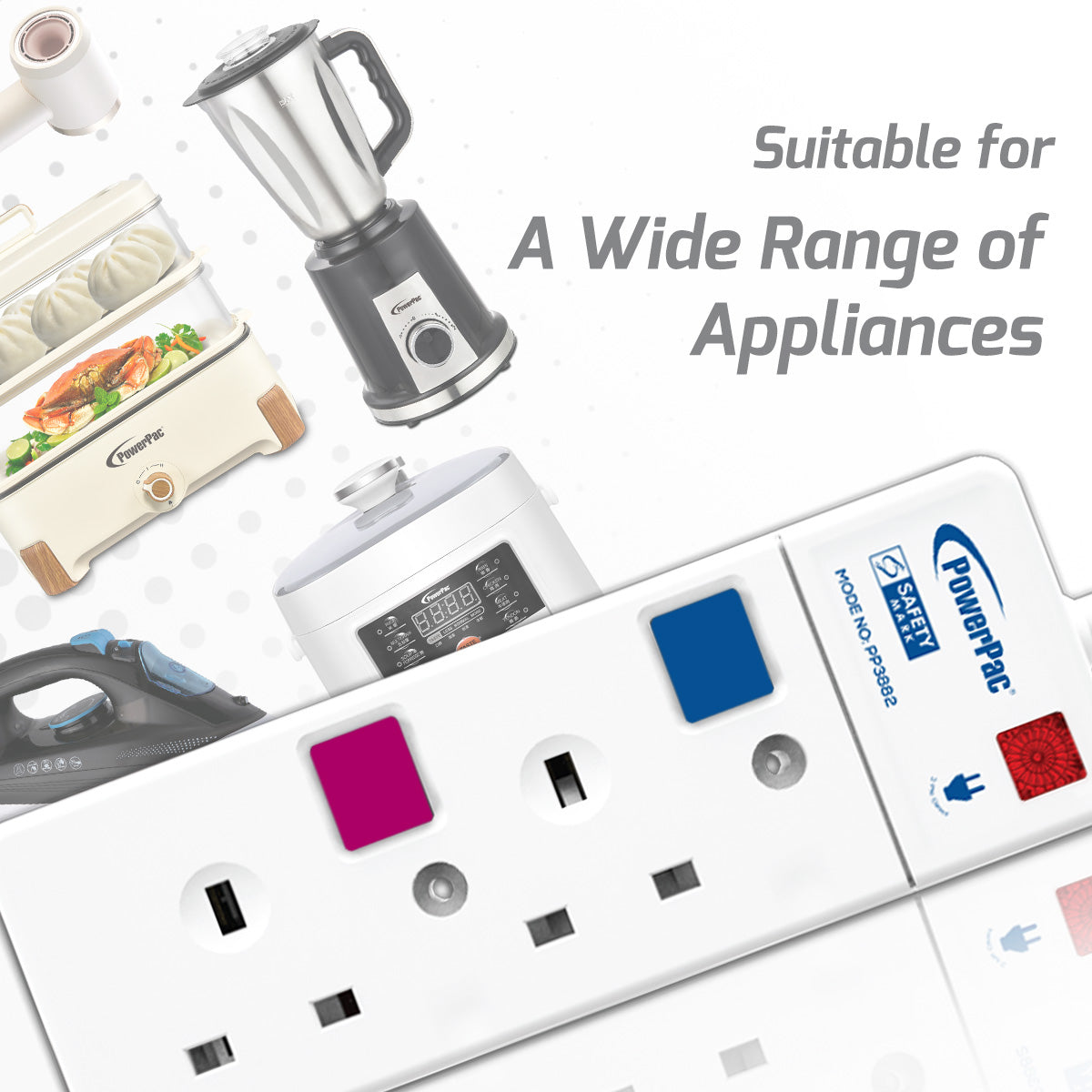 Extension Socket, Extension Cord 2 way, Power Cord, Power Extension 2M (PP3882-2)