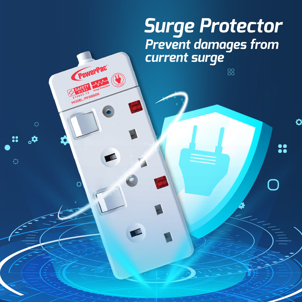Extension Cord, Extension Socket, Power Cord 3 Meter 2 way (PP3882N)