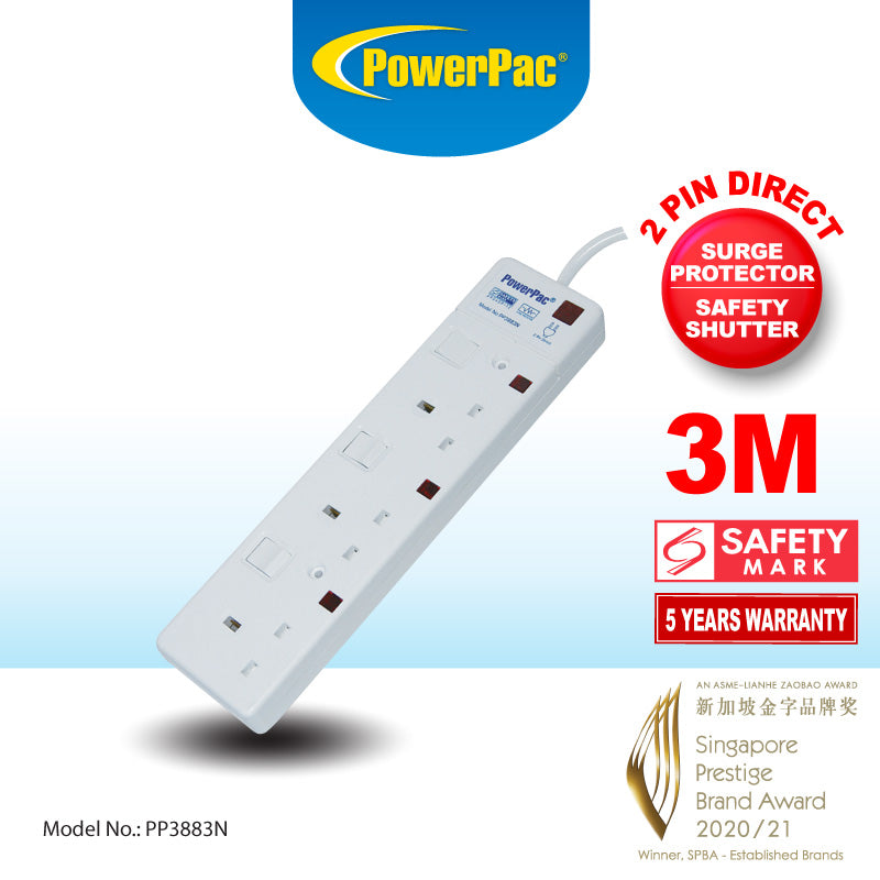 Extension Socket Extension Cord, Power Cord, Power Extension 3 way 3 meter (PP3883N)