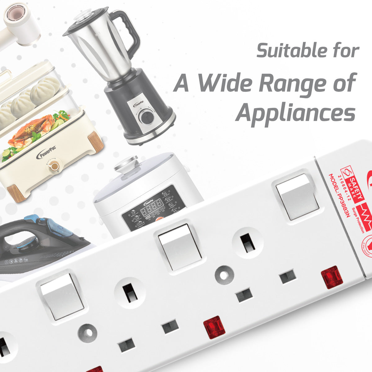 Extension Socket Extension Cord, Power Cord, Power Extension 3 way 3 meter (PP3883N)