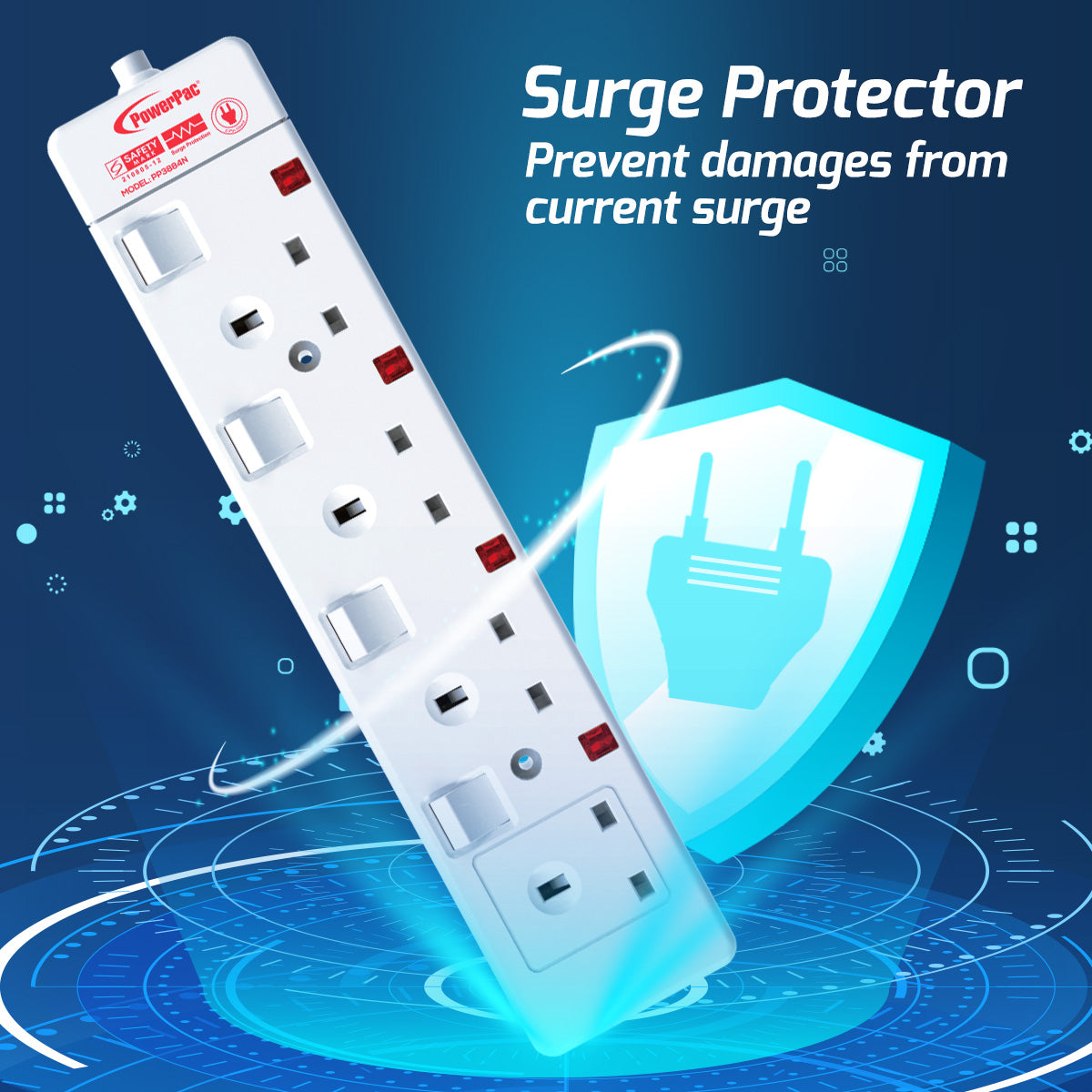 Extension Socket Extension Cord, Power Cord, Power Extension 4 way 3 metre (PP3884N)