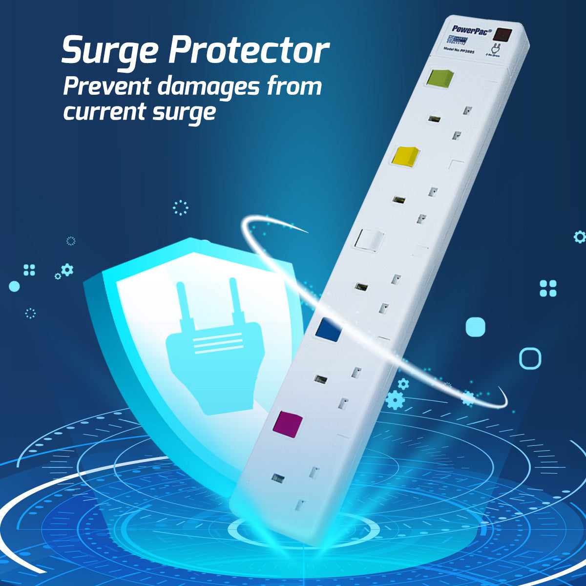 5 Way Safety Extension Socket 2 Meter with Individual Switch (PP3885-2)
