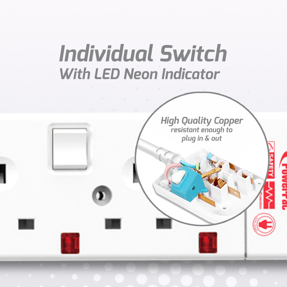 Extension Socket Extension Cord, Power Cord, Power Extension 6 way 3 meter (PP3886N)