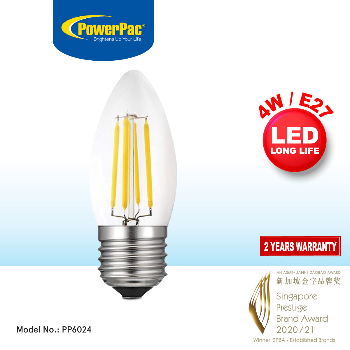 LED Bulb, Candle Bulb LED Light  4W E27 Warm White  (PP6024)