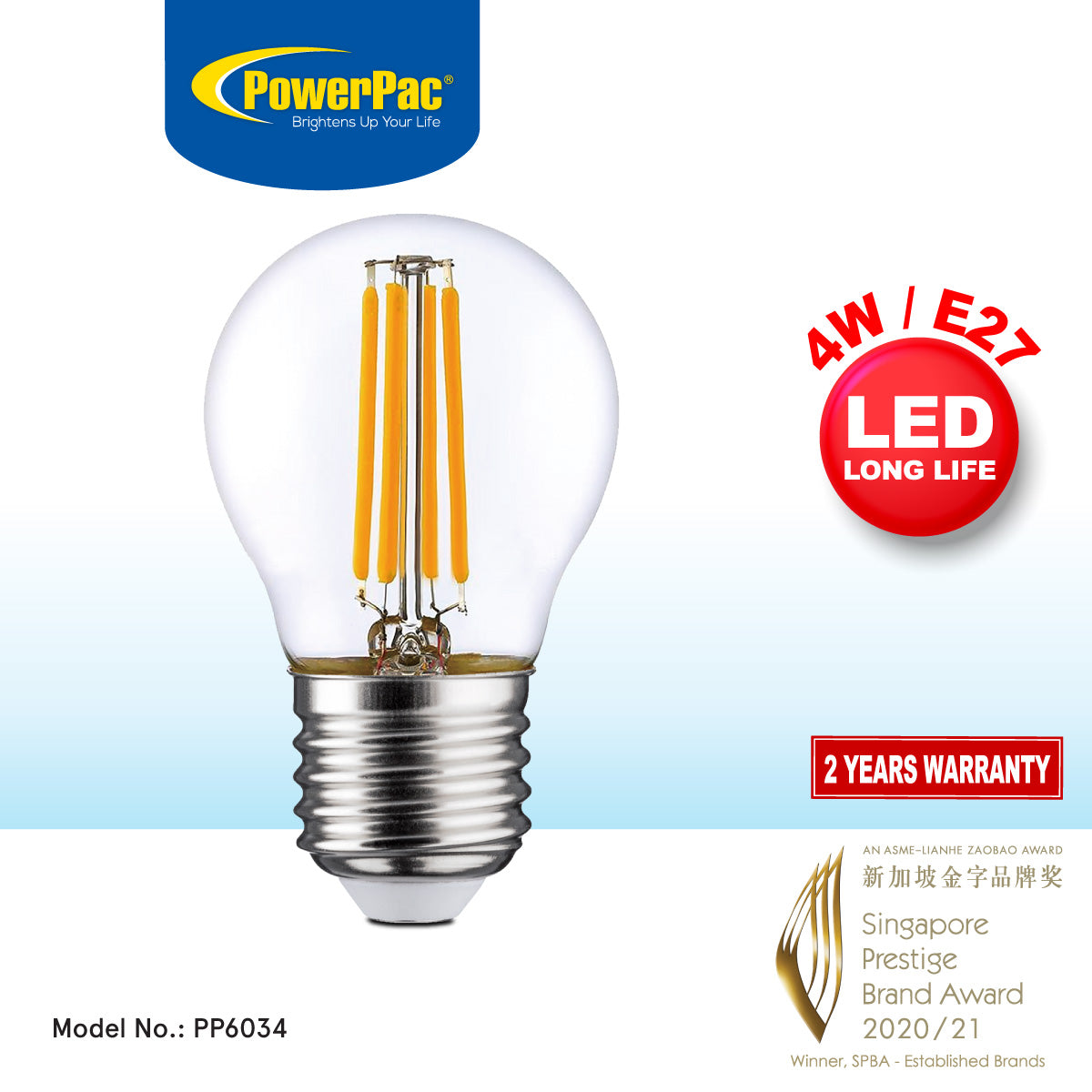 Bulb, Pin Pong Bulb, LED Light 4W E27 Warm White(PP6034)