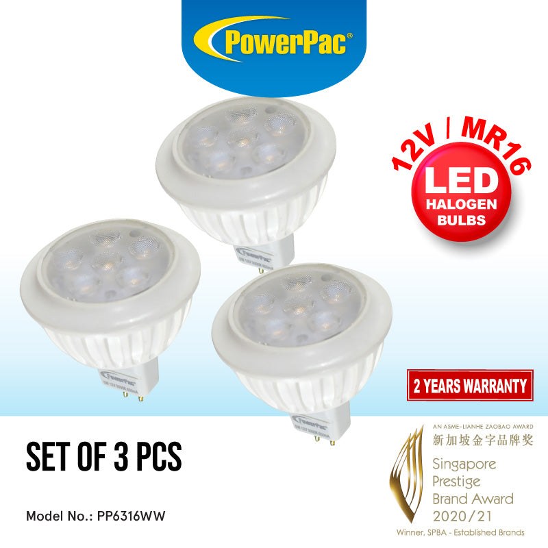 3x Halogen Bulb, LED Bulb 5W MR16 LED Warm White (PP6316WW)