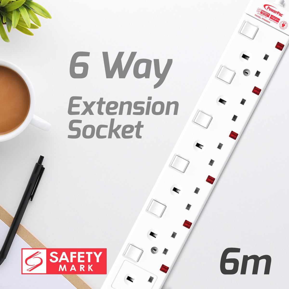 Extension Cord, Extension Socket, Power Cord, Power Extension 6 Meter 6 way(PP6886N)