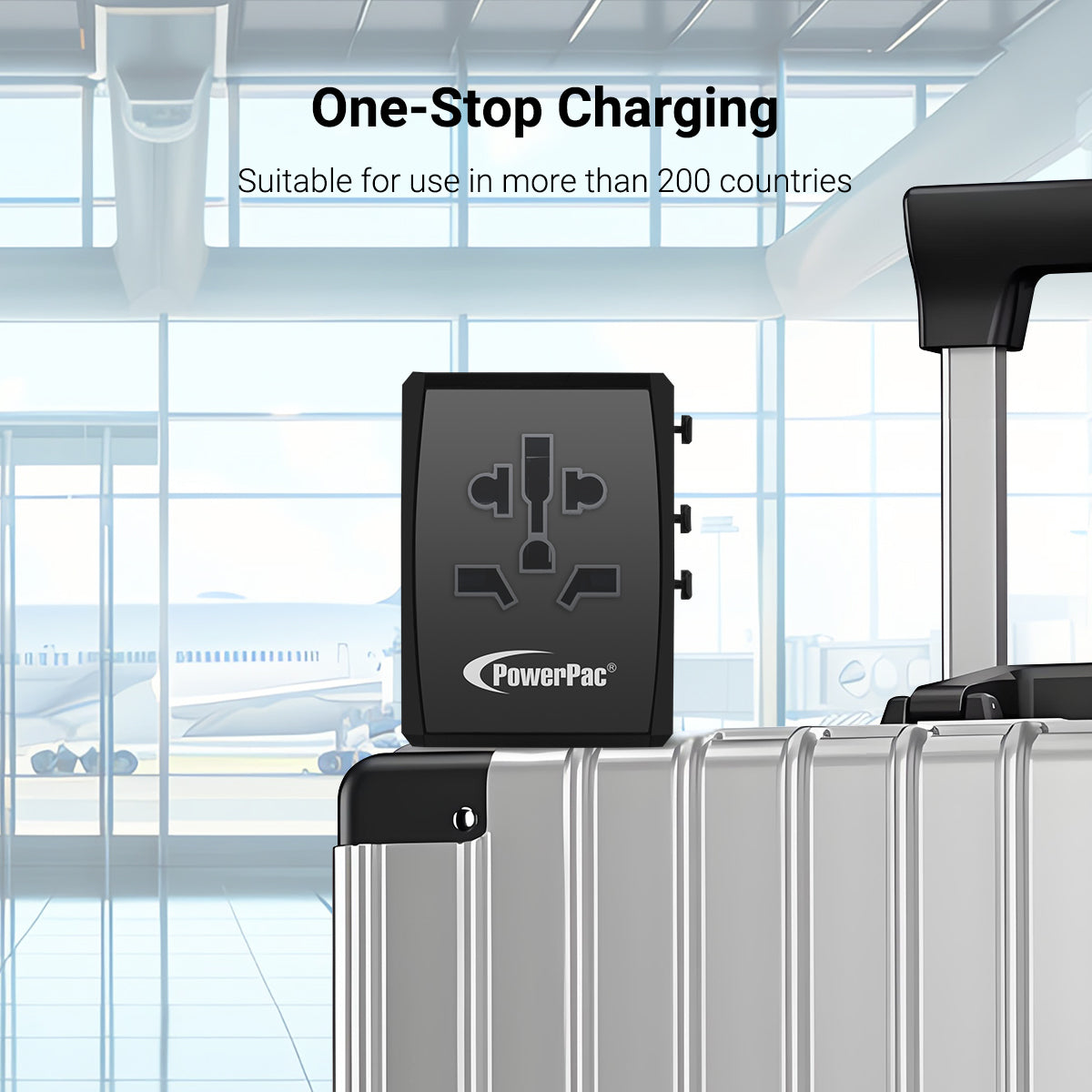 Universal Travel Adapter + USB Smart Charger – Multi Sockets & Plugs, Neon LED, PP7922